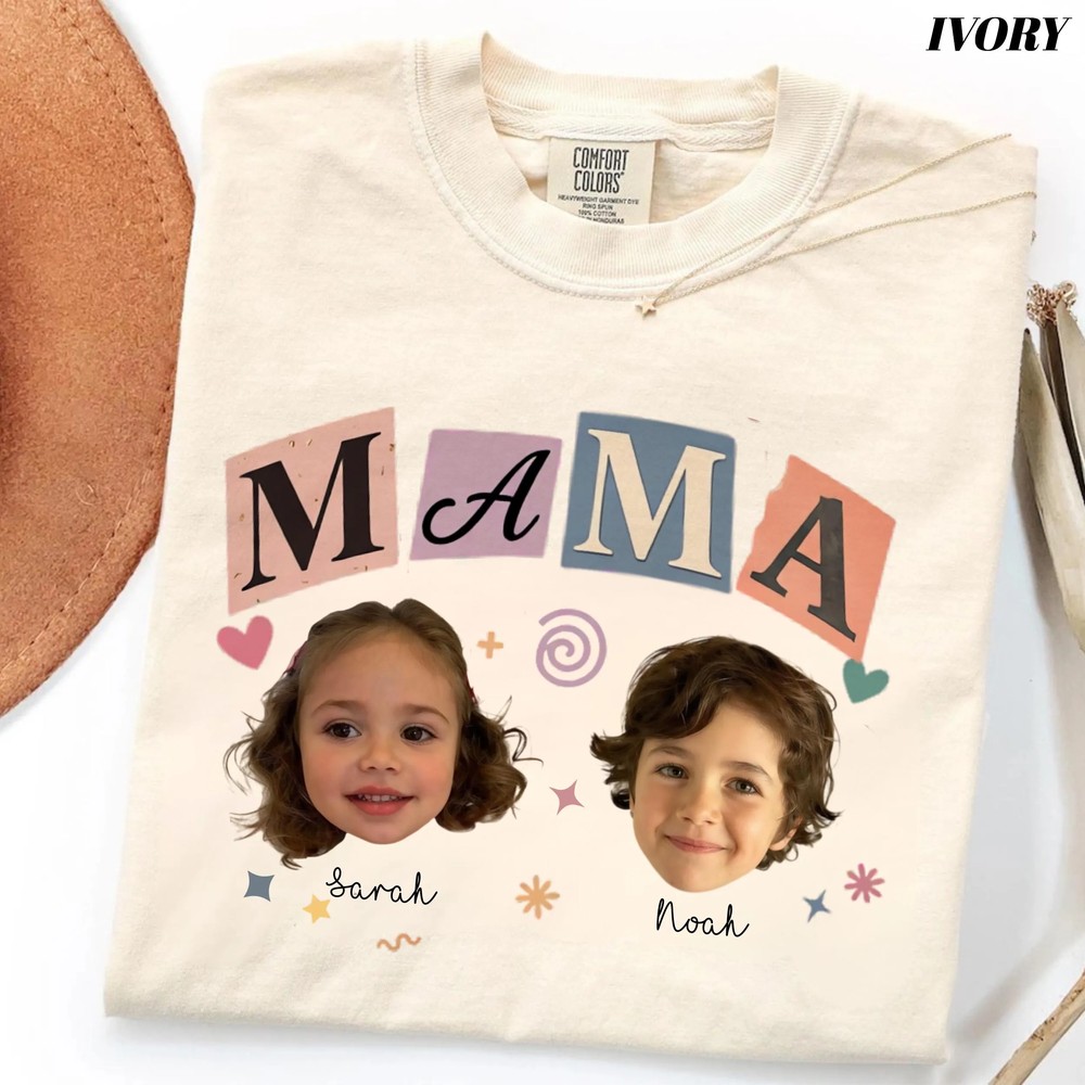 Custom Baby Faces Photo Shirt - Personalized Mama Gift with Names 9 Custom Baby Faces Photo Shirt - Personalized Mama Gift with Names