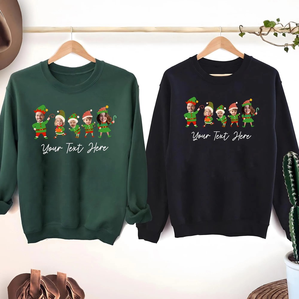 Custom-Christmas-Elf-Photo-Shirt-Personalized-Face-Matching-PJs-Custom-Christmas-Elf-Photo-Shirt-Personalized-Face-Matching-PJs-3 Custom Christmas Elf Photo Shirt - Personalized Face Matching PJs 2