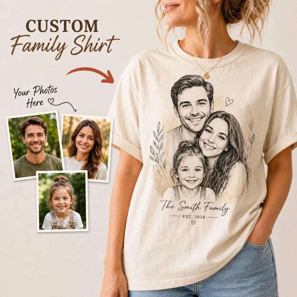 Custom Family Portrait Line Sketch - Personalized Drawing Apparel 4 Custom Family Portrait Line Sketch - Personalized Drawing Apparel