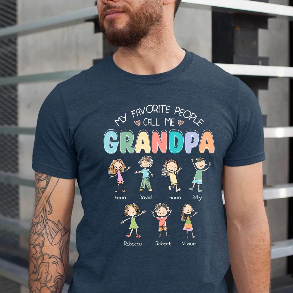 Custom Grandkids Name Grandpa Shirt - Father's Day Papa Tee 6 Custom Grandkids Name Grandpa Shirt - Father's Day Papa Tee