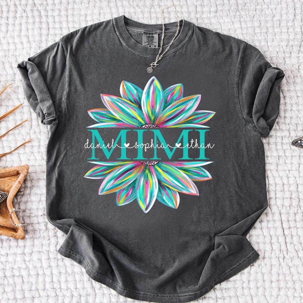 Custom-Grandma-Sunflower-Shirt-Colorful-Floral-Nana-Gigi-Custom-Grandma-Sunflower-Shirt-Colorful-Floral-Nana-Gigi-Tee-3 Custom Grandma Sunflower Shirt - Colorful Floral Nana Gigi Tee 2
