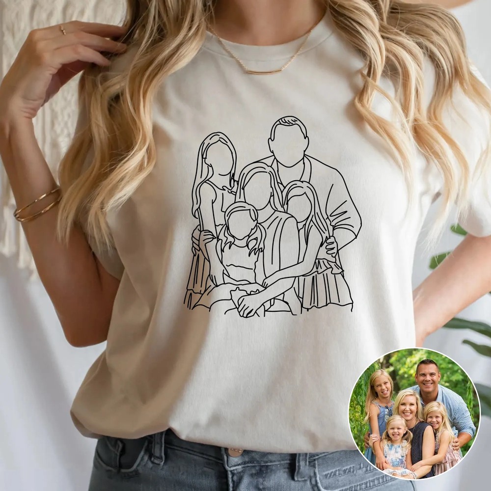 Custom Line Portrait Shirt - Minimalist Family Photo Gift 7 Custom Line Portrait Shirt - Minimalist Family Photo Gift