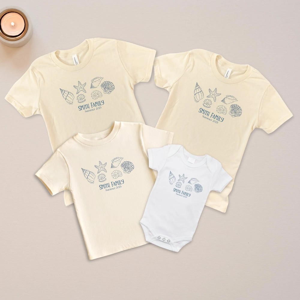 Family Beach Vacation Shirt - Custom Name Summer Seashells Tee 6 Family Beach Vacation Shirt - Custom Name Summer Seashells Tee