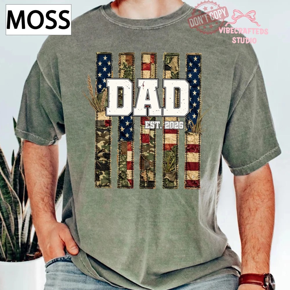 Faux Patchwork Camo Patriotic Dad Unisex Comfort Colors Shirt, American Flag Dad Tee, Est 2026 Father Gift Shirt 7 Faux Patchwork Camo Patriotic Dad Unisex Comfort Colors Shirt, American Flag Dad Tee, Est 2026 Father Gift Shirt