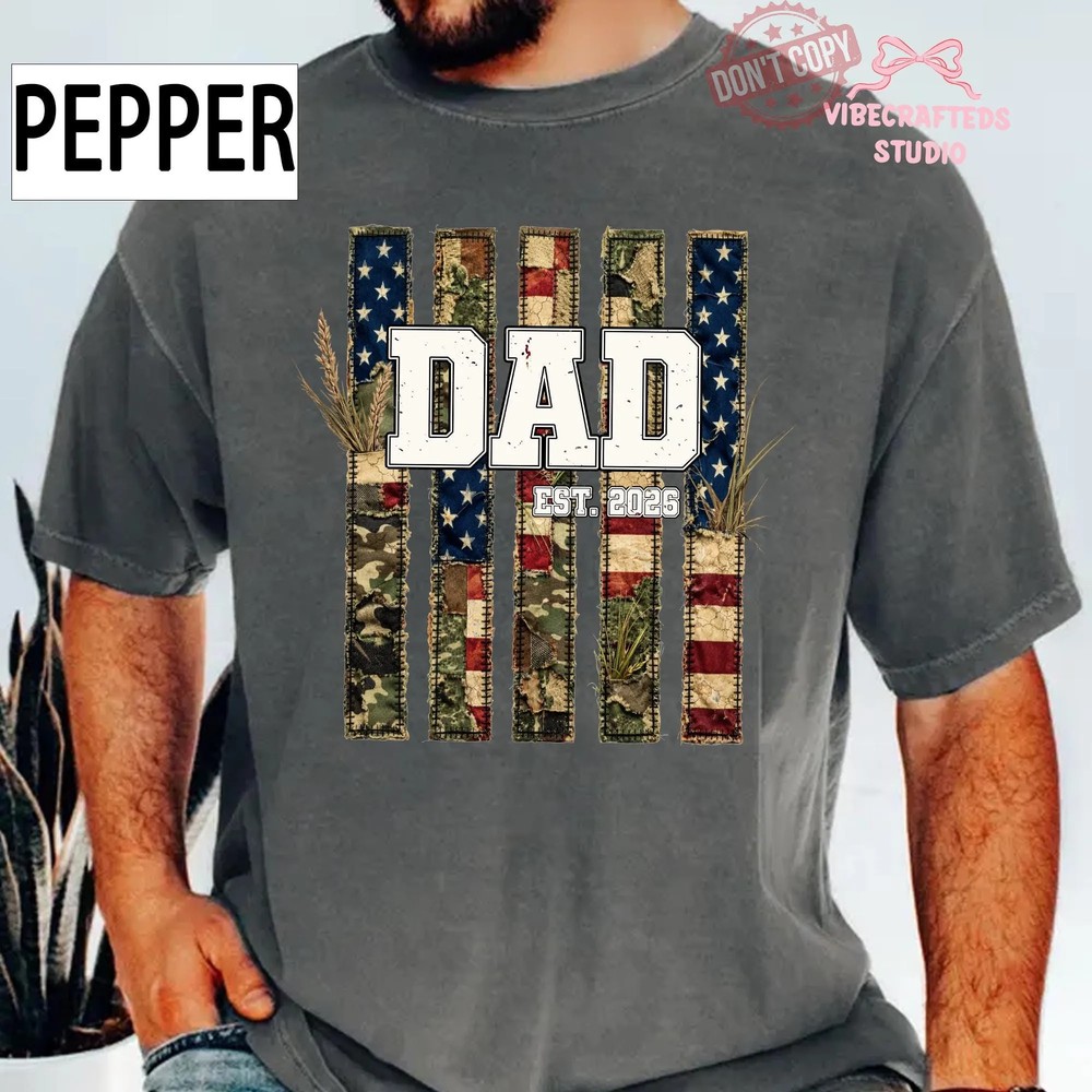 Faux-Patchwork-Camo-Patriotic-Dad-Unisex-Comfort-Colors-Shirt-American-Flag-Dad-Tee-Est-2026-Father-Gift-Shirt-4 Faux Patchwork Camo Patriotic Dad Unisex Comfort Colors Shirt, American Flag Dad Tee, Est 2026 Father Gift Shirt 3