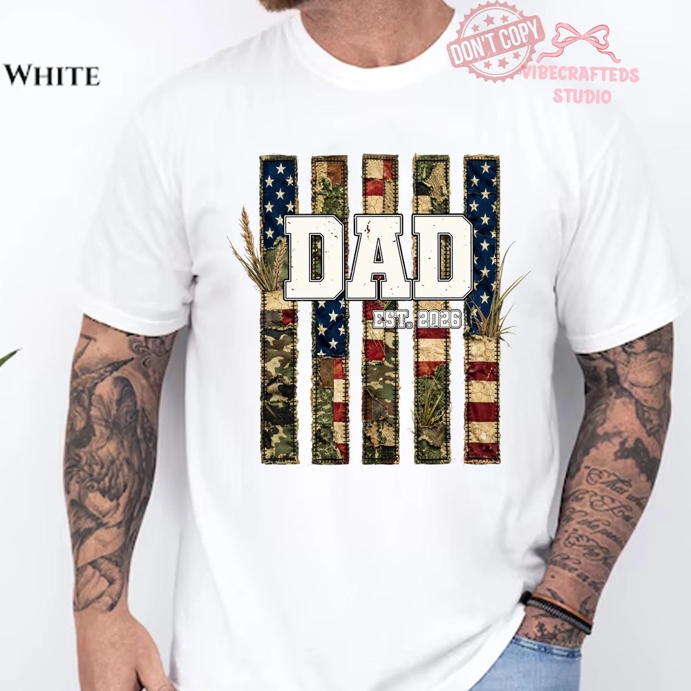 Faux-Patchwork-Camo-Patriotic-Dad-Unisex-Comfort-Colors-Shirt-American-Flag-Dad-Tee-Est-2026-Father-Gift-Shirt-6 Faux Patchwork Camo Patriotic Dad Unisex Comfort Colors Shirt, American Flag Dad Tee, Est 2026 Father Gift Shirt 5