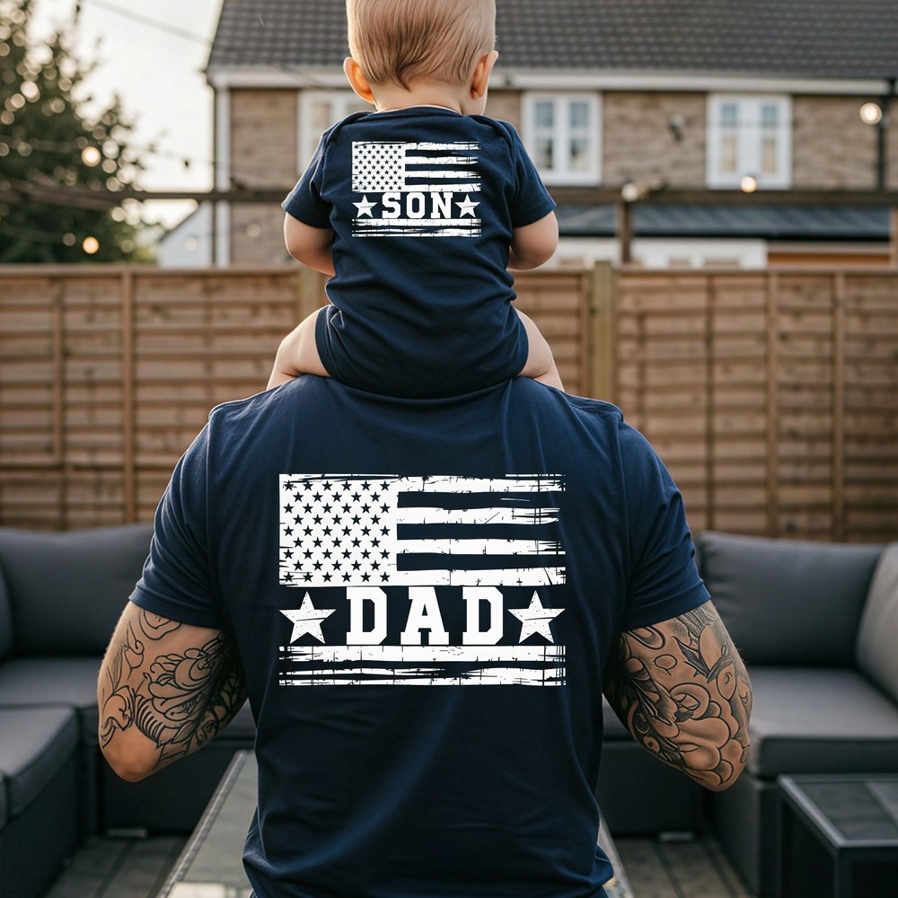 Matching Dad and Son USA Flag Shirt - Patriotic Family Gift 3 Matching Dad and Son USA Flag Shirt - Patriotic Family Gift