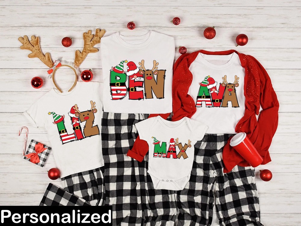 Monogram-Family-Christmas-Shirt-Personalized-Mom-Dad-Xmas-Monogram-Family-Christmas-Shirt-Personalized-Mom-Dad-Xmas-Tee-2 Monogram Family Christmas Shirt - Personalized Mom Dad Xmas Tee 1