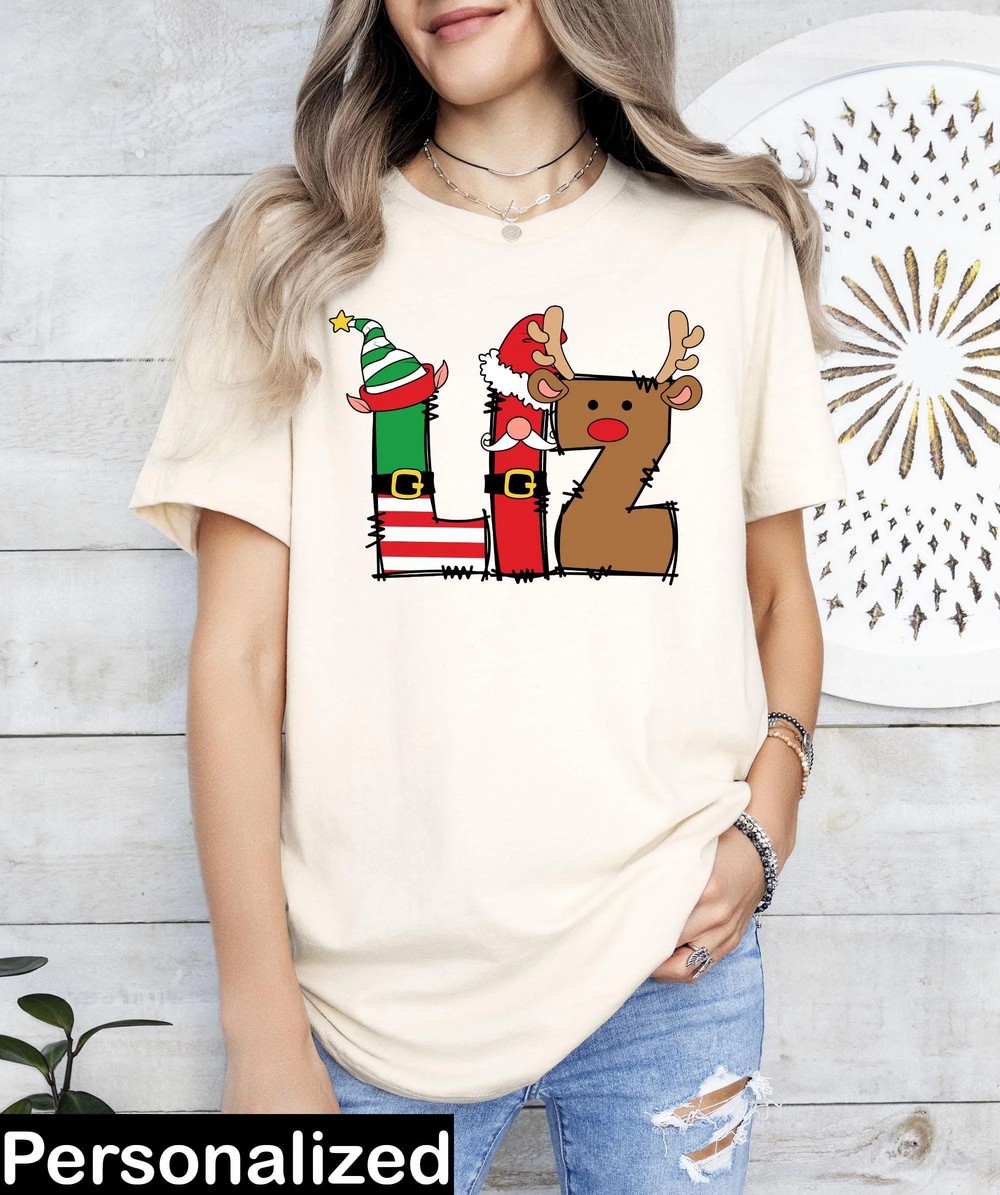 Monogram-Family-Christmas-Shirt-Personalized-Mom-Dad-Xmas-Monogram-Family-Christmas-Shirt-Personalized-Mom-Dad-Xmas-Tee-4 Monogram Family Christmas Shirt - Personalized Mom Dad Xmas Tee 3