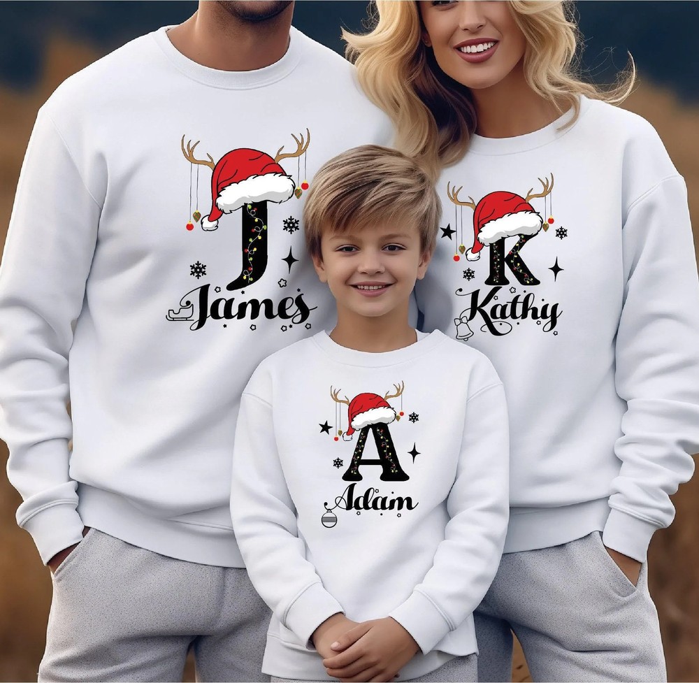Monogrammed Family Christmas Sweatshirt - Custom Name Gift 4 Monogrammed Family Christmas Sweatshirt - Custom Name Gift