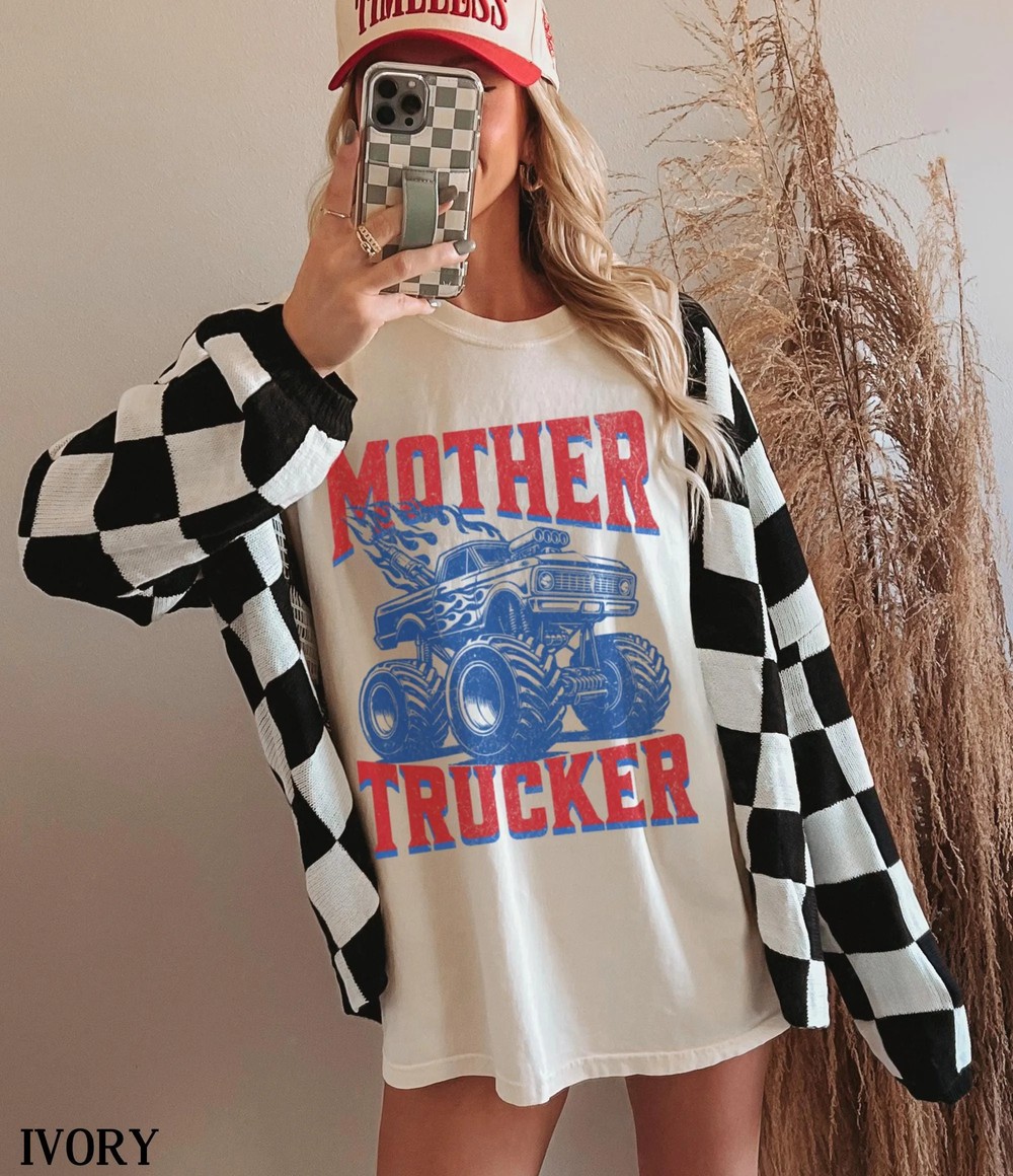 Mother-Trucker-Shirt-Funny-Monster-Truck-Mom-Tee-Racing-Style-Gift-Mother-Trucker-Shirt-Funny-Monster-Truck-Mom-Tee-Racing-Style-Gift-2 Mother Trucker Shirt - Funny Monster Truck Mom Tee - Racing Style Gift 1