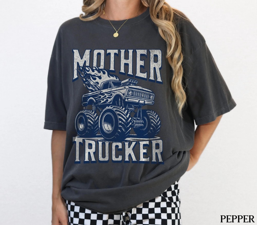 Mother-Trucker-Shirt-Funny-Monster-Truck-Mom-Tee-Racing-Style-Gift-Mother-Trucker-Shirt-Funny-Monster-Truck-Mom-Tee-Racing-Style-Gift-3 Mother Trucker Shirt - Funny Monster Truck Mom Tee - Racing Style Gift 2