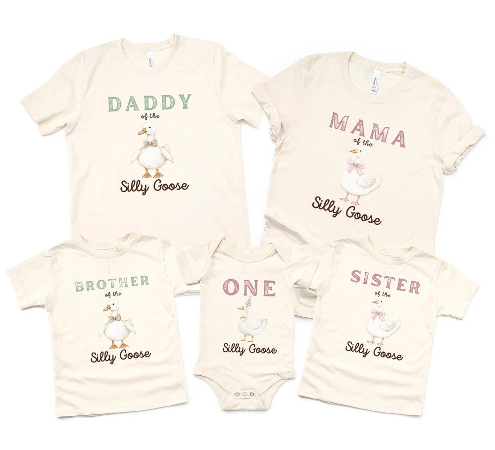 One Silly Goose Birthday Party Shirts - Matching Family Goose Tees 4 One Silly Goose Birthday Party Shirts - Matching Family Goose Tees