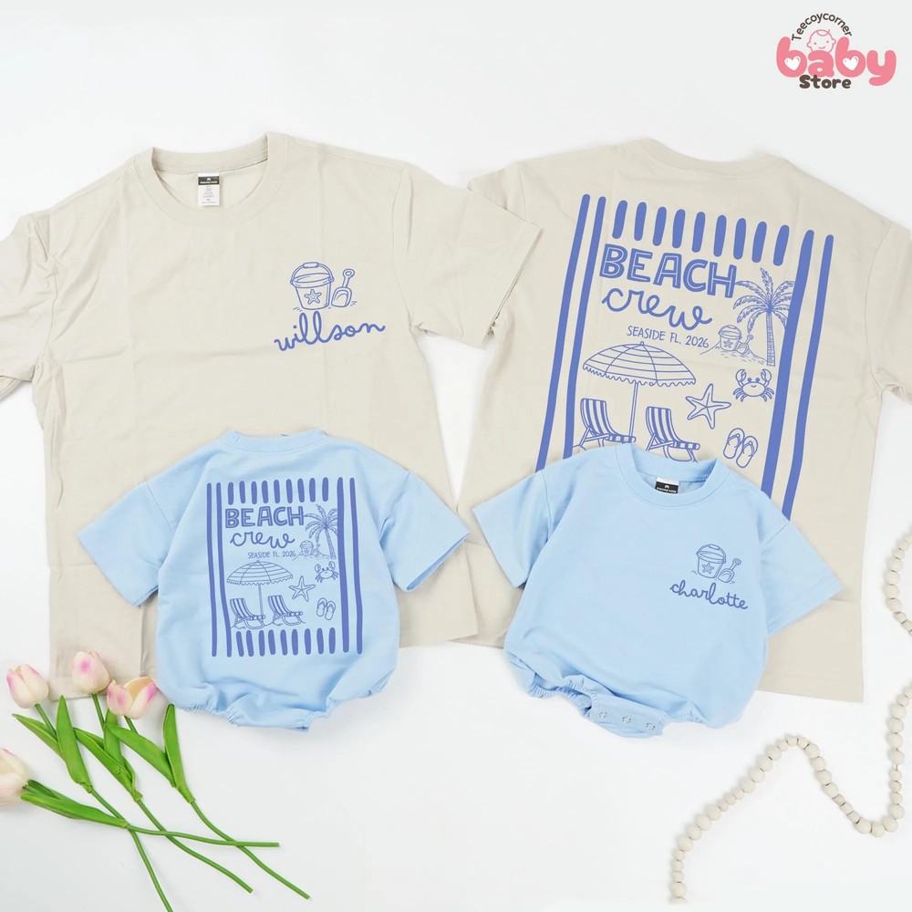 Personalized Beach Crew Shirt - Family Summer Vacation Tee 3 Personalized Beach Crew Shirt - Family Summer Vacation Tee