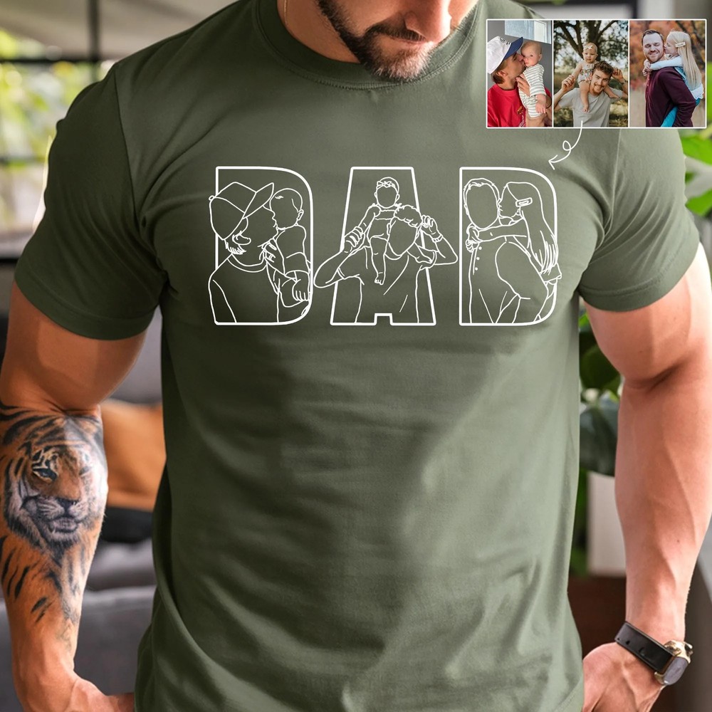 Personalized Dad Outline Shirt - Custom Photo Portrait Tee 10 Personalized Dad Outline Shirt - Custom Photo Portrait Tee