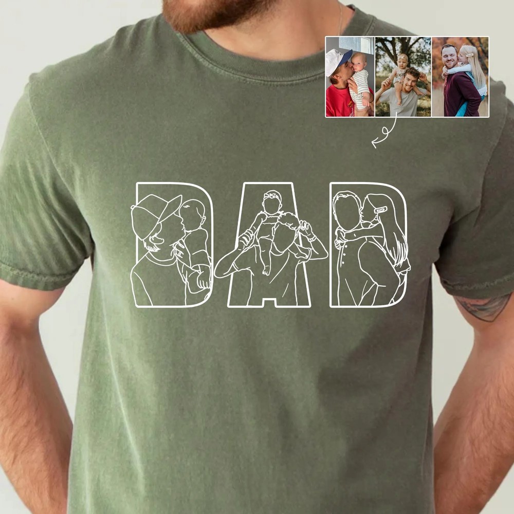Personalized-Dad-Outline-Shirt-Custom-Photo-Portrait-Tee-3 Personalized Dad Outline Shirt - Custom Photo Portrait Tee 3