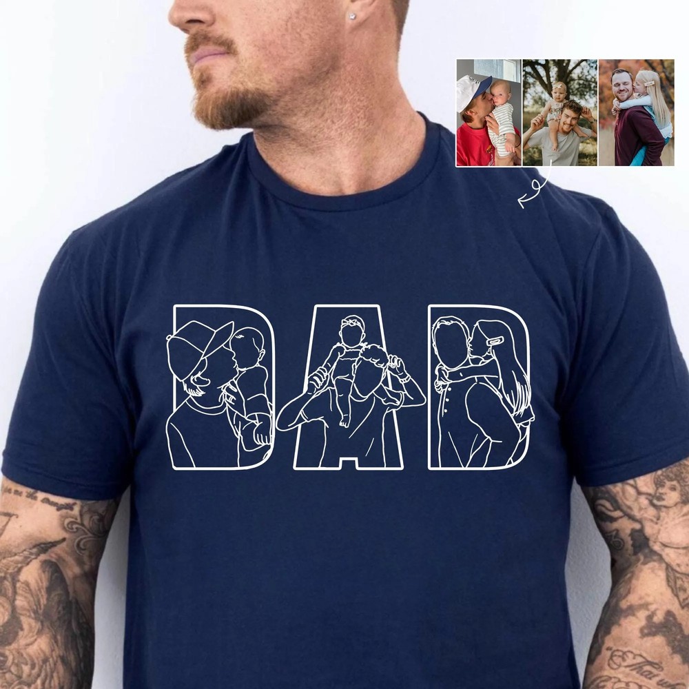 Personalized-Dad-Outline-Shirt-Custom-Photo-Portrait-Tee-6 Personalized Dad Outline Shirt - Custom Photo Portrait Tee 6