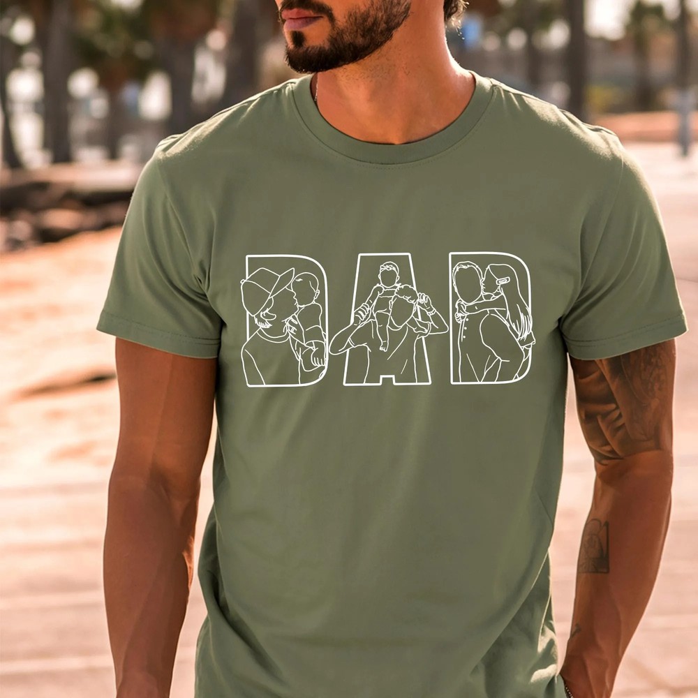 Personalized-Dad-Outline-Shirt-Custom-Photo-Portrait-Tee-7 Personalized Dad Outline Shirt - Custom Photo Portrait Tee 7