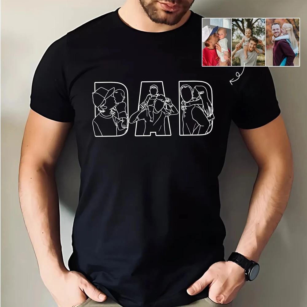 Personalized-Dad-Outline-Shirt-Custom-Photo-Portrait-Tee-8 Personalized Dad Outline Shirt - Custom Photo Portrait Tee 8