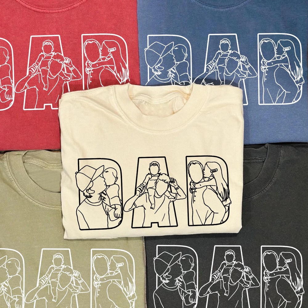 Personalized-Dad-Outline-Shirt-Custom-Photo-Portrait-Tee-9 Personalized Dad Outline Shirt - Custom Photo Portrait Tee 9