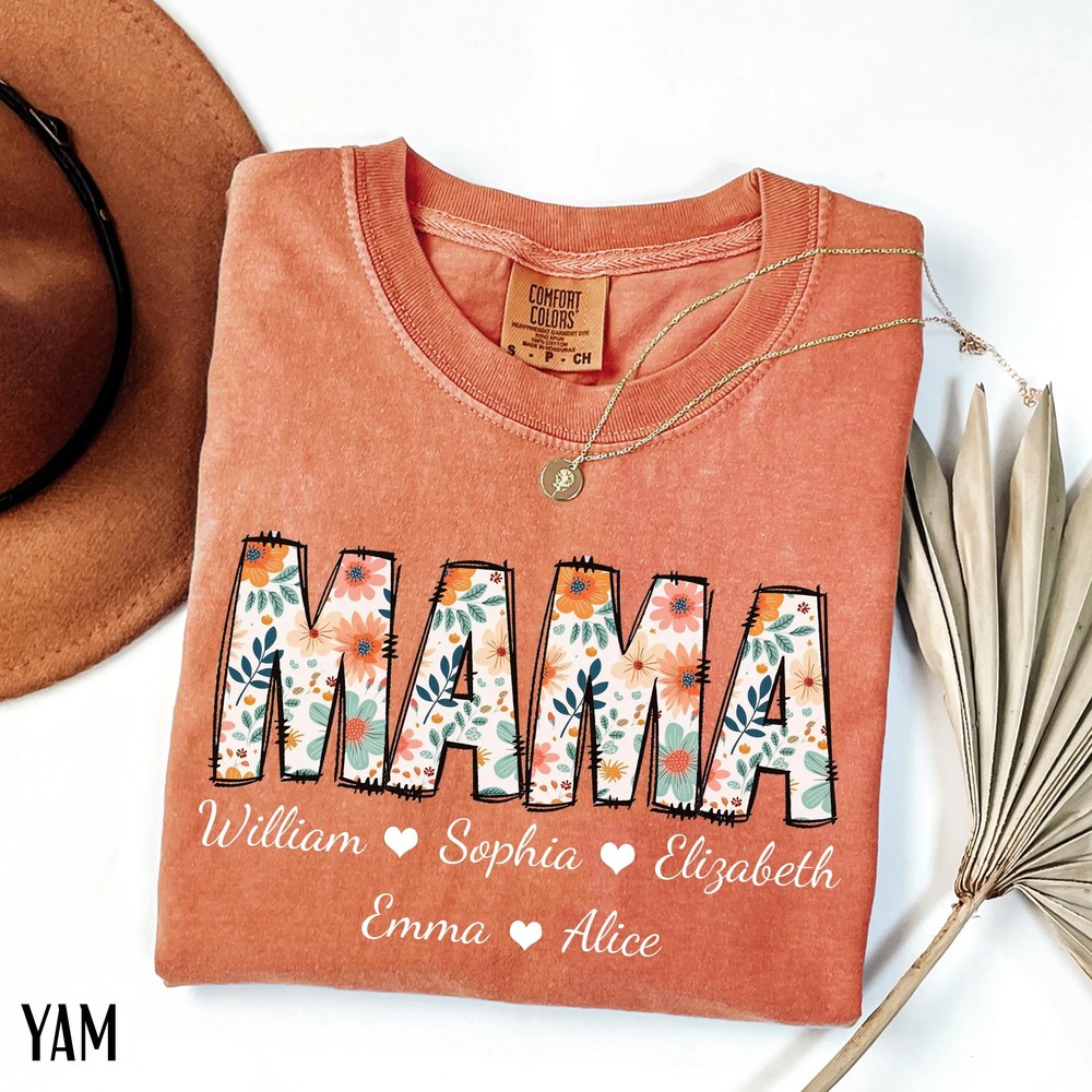 Personalized Floral Mama Shirt - Custom Kids Names Mother's Day Tee 7 Personalized Floral Mama Shirt - Custom Kids Names Mother's Day Tee