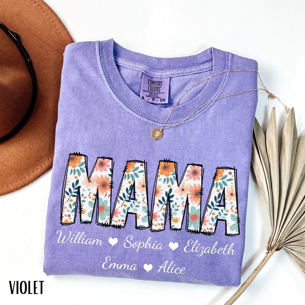 Personalized-Floral-Mama-Shirt-Custom-Kids-Names-Mothers-Day-Personalized-Floral-Mama-Shirt-Custom-Kids-Names-Mothers-Day-Tee-3 Personalized Floral Mama Shirt - Custom Kids Names Mother's Day Tee 2