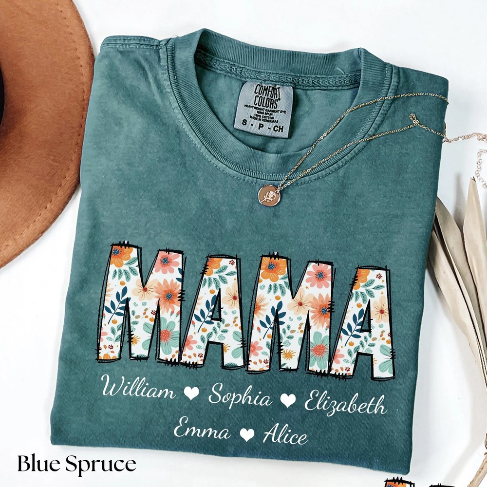 Personalized-Floral-Mama-Shirt-Custom-Kids-Names-Mothers-Day-Personalized-Floral-Mama-Shirt-Custom-Kids-Names-Mothers-Day-Tee-5 Personalized Floral Mama Shirt - Custom Kids Names Mother's Day Tee 4