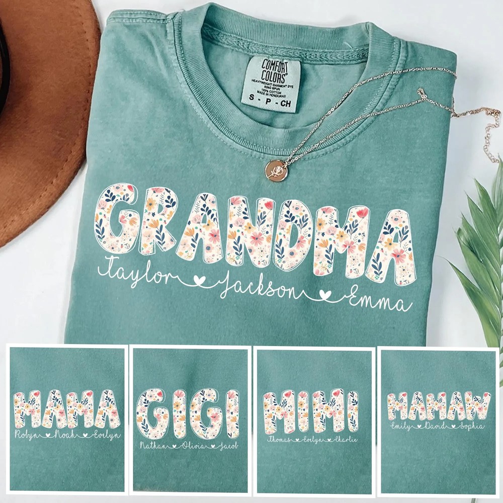 Personalized Grandma Shirt with Grandkids Names - Floral Mimi Gigi Tee 8 Personalized Grandma Shirt with Grandkids Names - Floral Mimi Gigi Tee