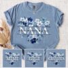 Personalized Nana Faux Patchwork Shirt - Blue Floral Grandma Tee