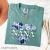 Personalized Nana Faux Patchwork Shirt - Blue Floral Grandma Tee 7 Personalized Nana Faux Patchwork Shirt - Blue Floral Grandma Tee 7