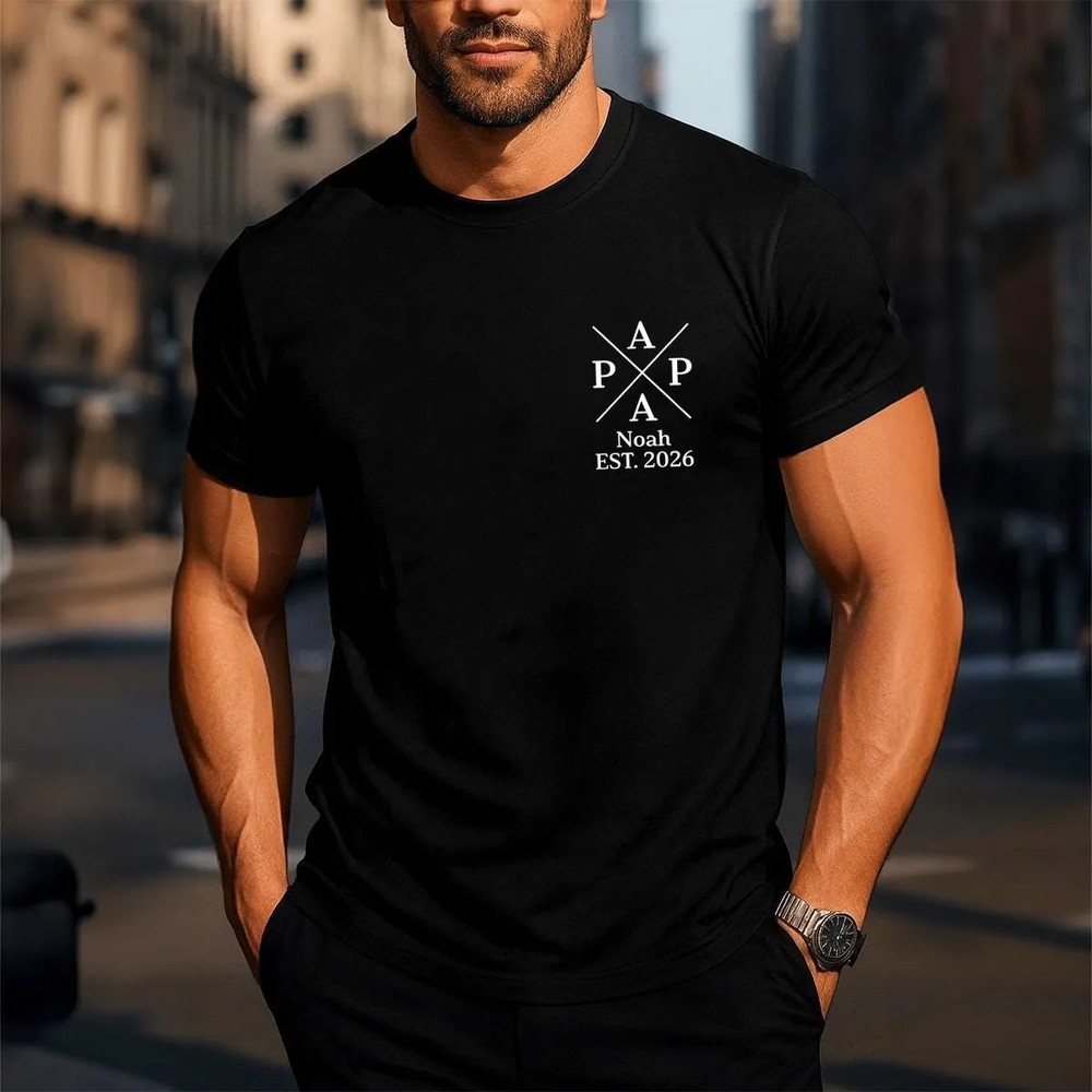 Personalized men's t-shirt for dad with children's names and birth years as a Father's Day gift 9 Personalized men's t-shirt for dad with children's names and birth years as a Father's Day gift