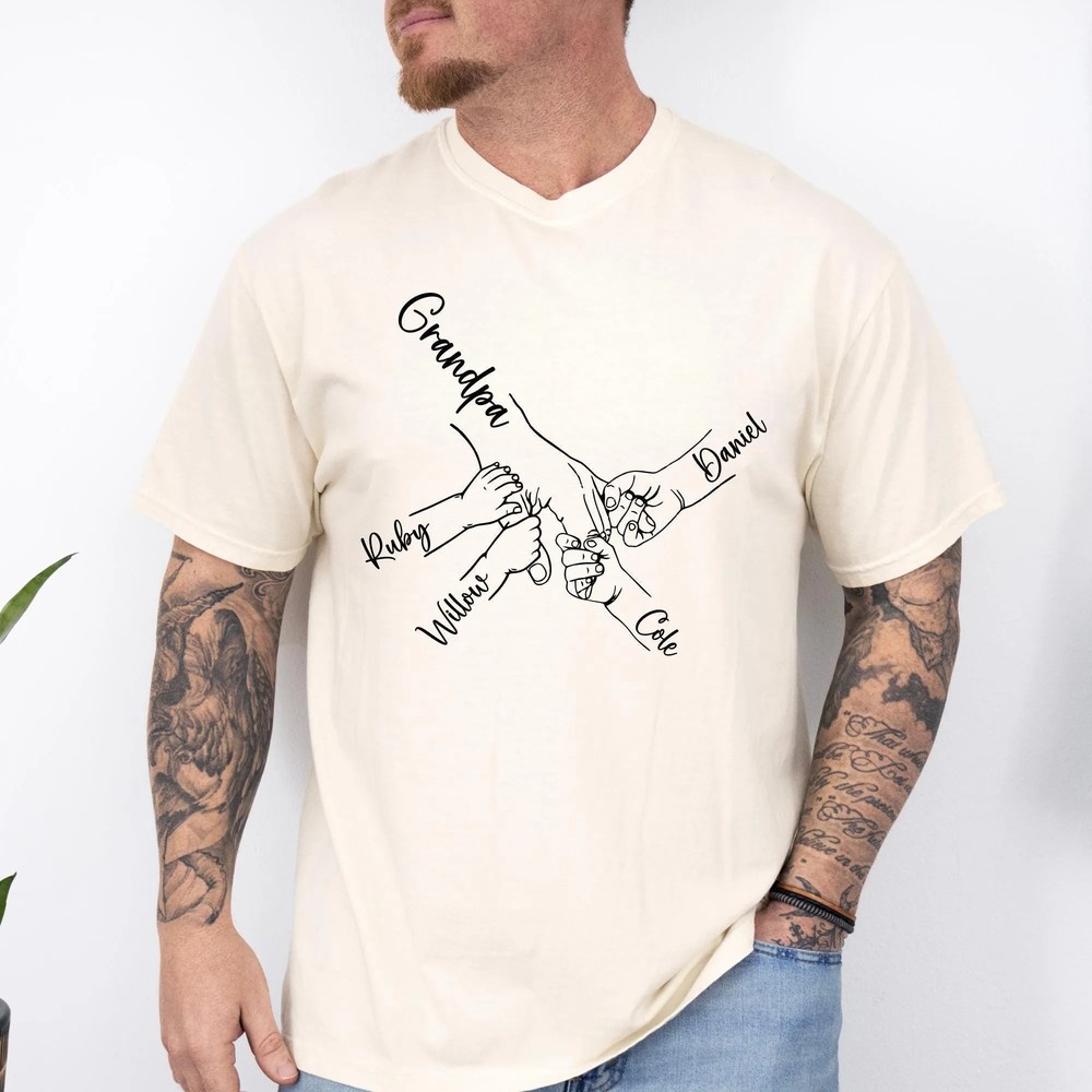 comfort-colors-custom-dad-hand-with-kid-names-tee-holding-dad-fingers-shirt-custom-kids-name-shirt-fathers-day-gift-gift-for-papa-2 Comfort Colors® Custom Dad Hand With Kid Names Tee, Holding Dad Fingers Shirt, Custom Kids Name Shirt, Fathers Day Gift, Gift For Papa 1