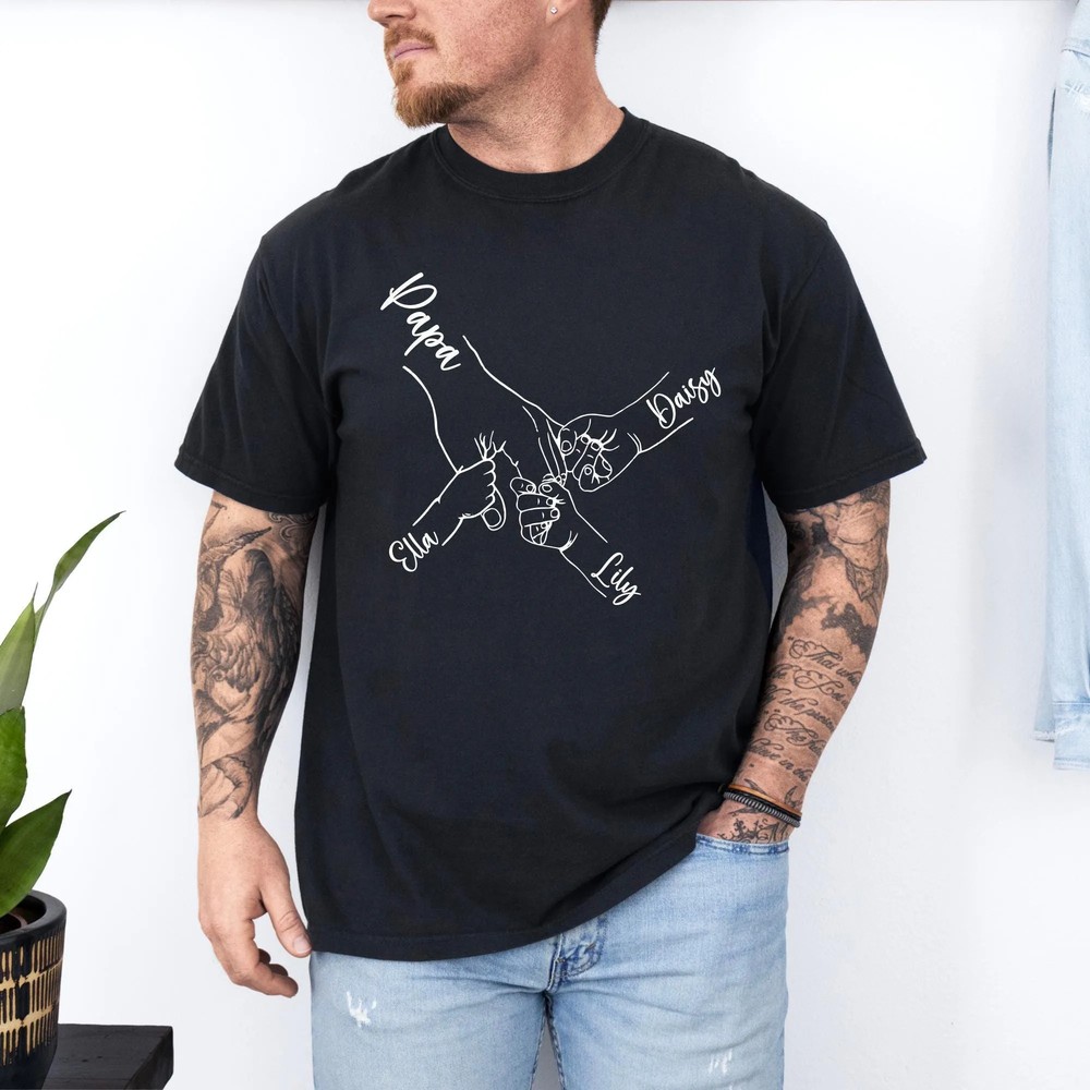 comfort-colors-custom-dad-hand-with-kid-names-tee-holding-dad-fingers-shirt-custom-kids-name-shirt-fathers-day-gift-gift-for-papa-4 Comfort Colors® Custom Dad Hand With Kid Names Tee, Holding Dad Fingers Shirt, Custom Kids Name Shirt, Fathers Day Gift, Gift For Papa 3